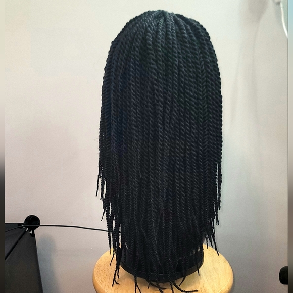 New Handmade Senegalese Twists Headband Crochet Wig, 12 inches. Color #1b - Picture 4 of 9